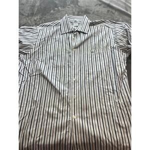 LACOSTE MEN'S ’s 46 White Stripe BUTTON UP LONG SLEEVE CASUAL OXFORD DRESS SHIRT